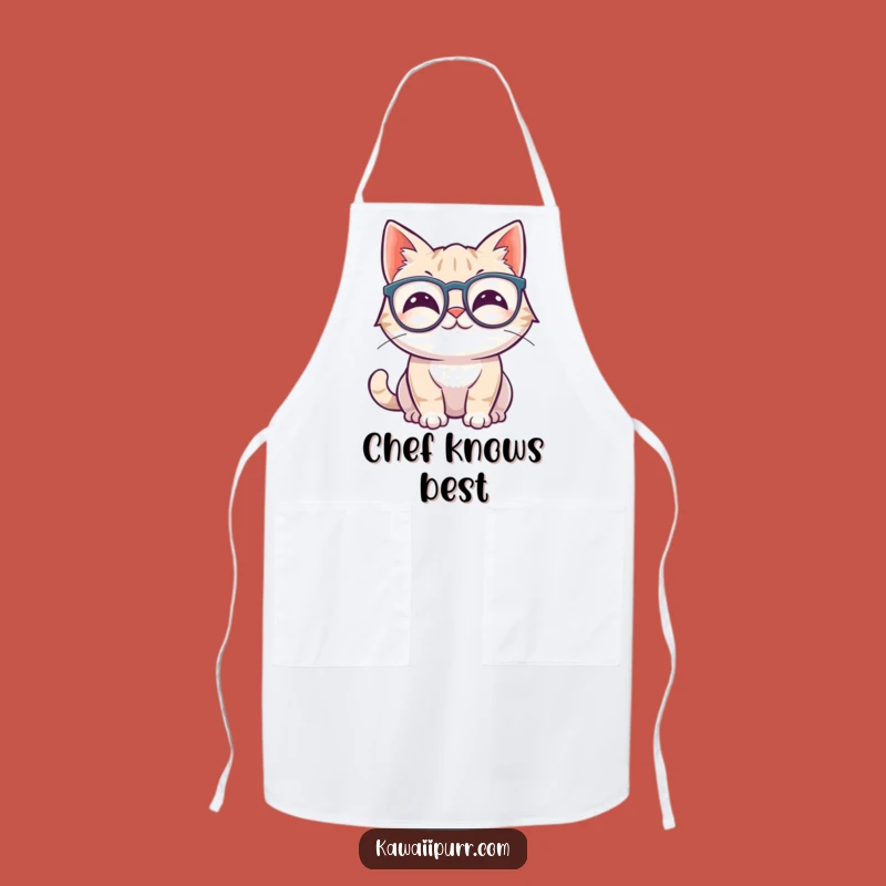 Funny Kawaii Cat Glasses Apron: Smart Wiggling Ears Feline Kitchen Gift