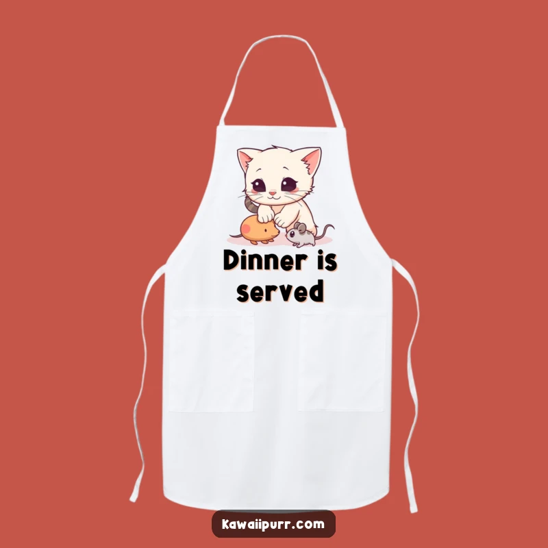Funny Pouncing Kitten Apron: Kitchen Playfulness with a Toy Mouse, Perfect Funny Gift!