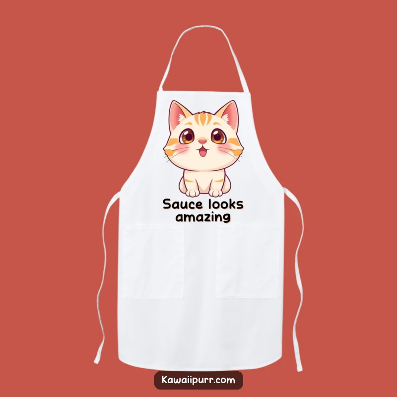 Funny Cat Excited Eyes Apron: Kitchen Character Wear, Gift of Curiosity