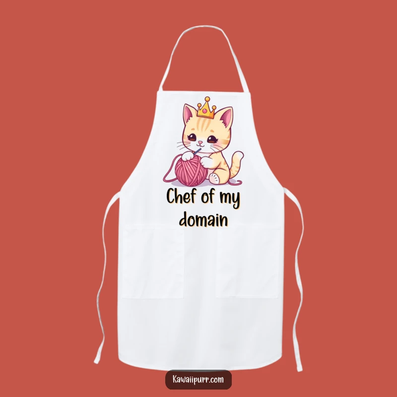Funny Kawaii Crown Cat Apron: Cook with Regal Playfulness