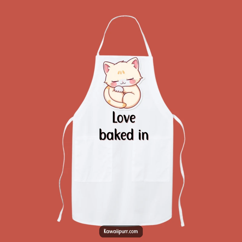 Funny Purring Cat Heart Apron: Adorable Kitchen Feline Gift!