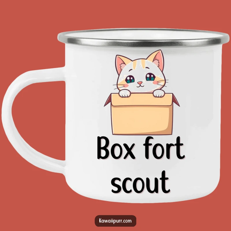 Funny Cat Box Peering Camping Mug: Hilarious Curiosity for Outdoor Adventures, Great Gift