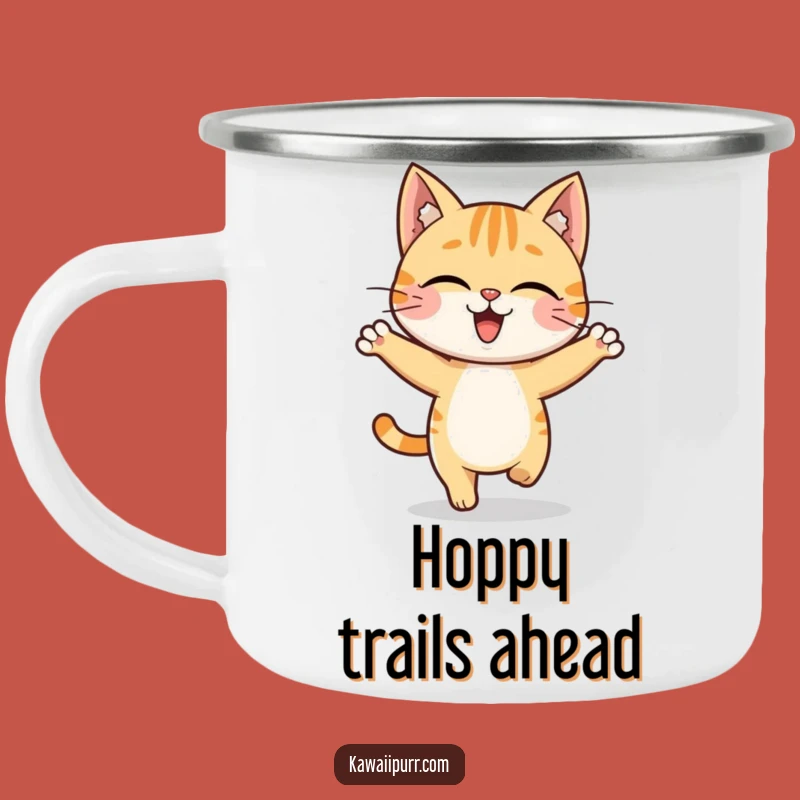 Funny Cat Hop Camping Mug: Durable Character Cup, Adventurous Funny Gift