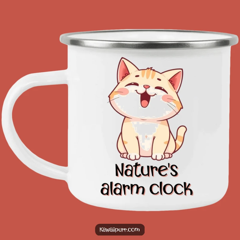 Funny Cat Meowing Upwards Camping Mug: Enjoy Drinks with Happy Sounds and Hilarious Style!