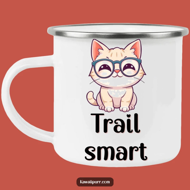 Funny Kawaii Cat Glasses Camping Mug: Outdoor Wiggling Ears Feline Drinkware Gift