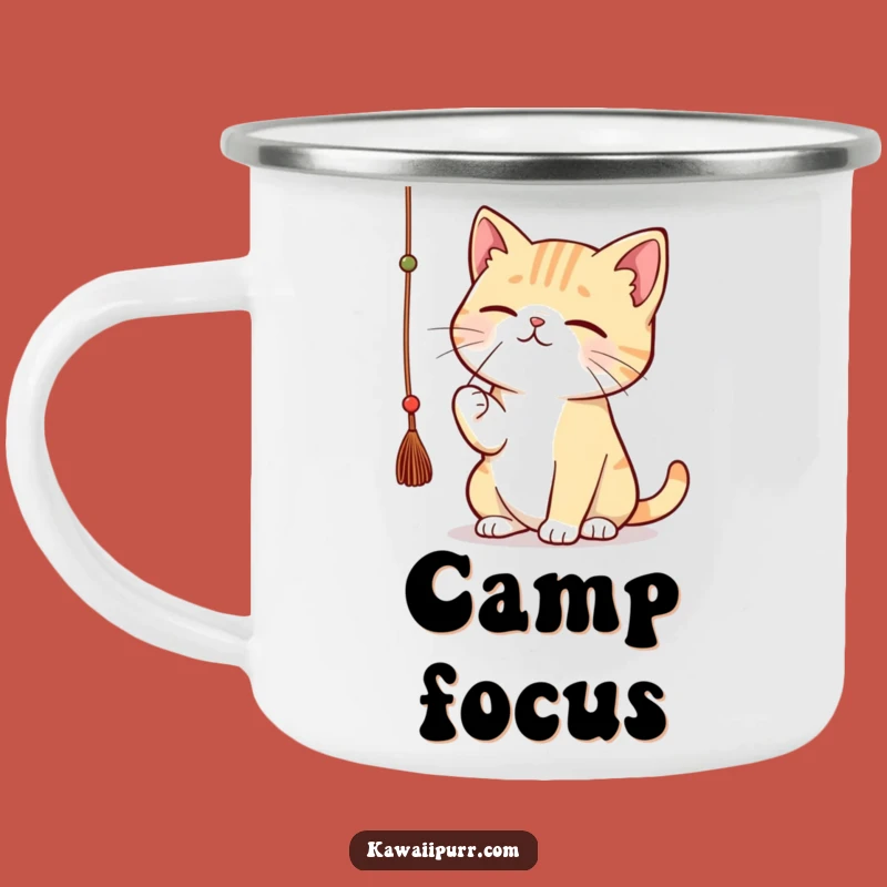 Funny Kawaii Cat String Camping Mug: Outdoor Concentrated Feline Drinkware Gift