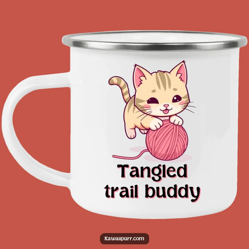 Funny Playful Cat Yarn Camping Mug Feline Fun for Your Adventures Funny Gift