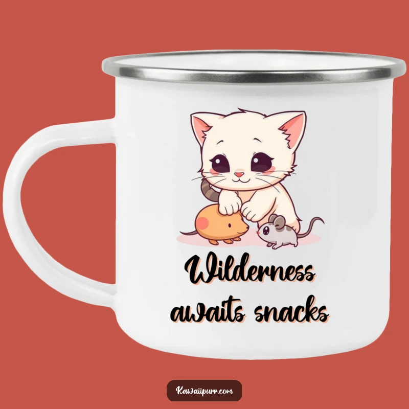 Funny Pouncing Kitten Camping Mug: Durable Fun with a Playful Character, Ideal Funny Outdoor Gift!
