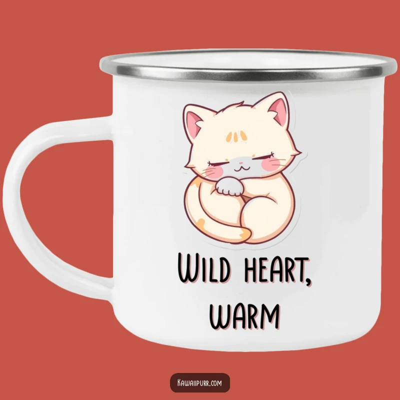 Funny Purring Cat Heart Camping Mug: Cozy Feline Drinkware Gift!