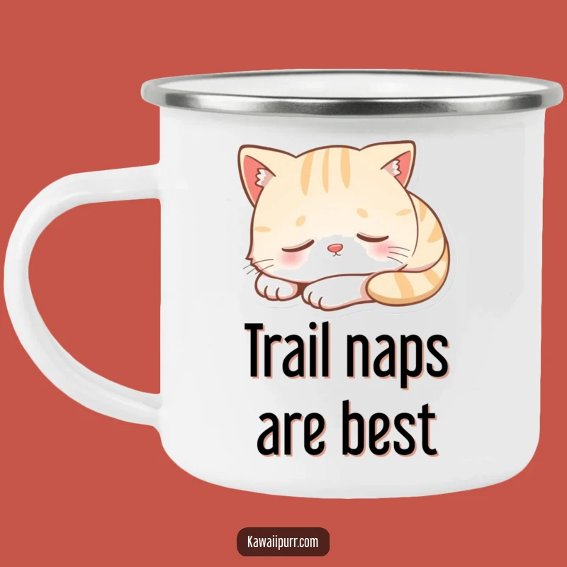 Funny Sleeping Cat Campfire Mug: Peaceful Feline Outdoor Gift