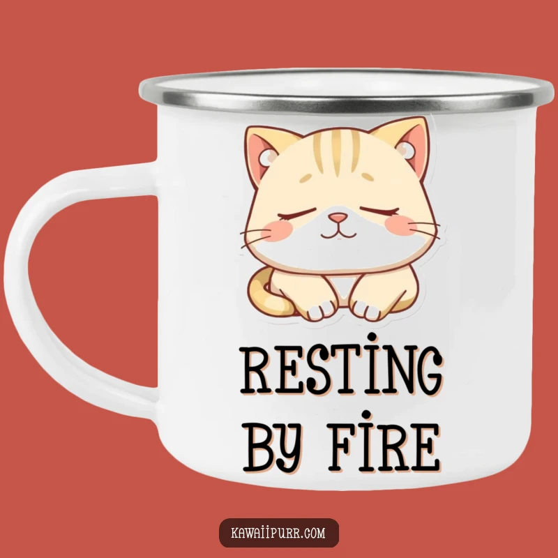 Funny Sleepy Cat Camping Mug: Peaceful Outdoor Relaxation!