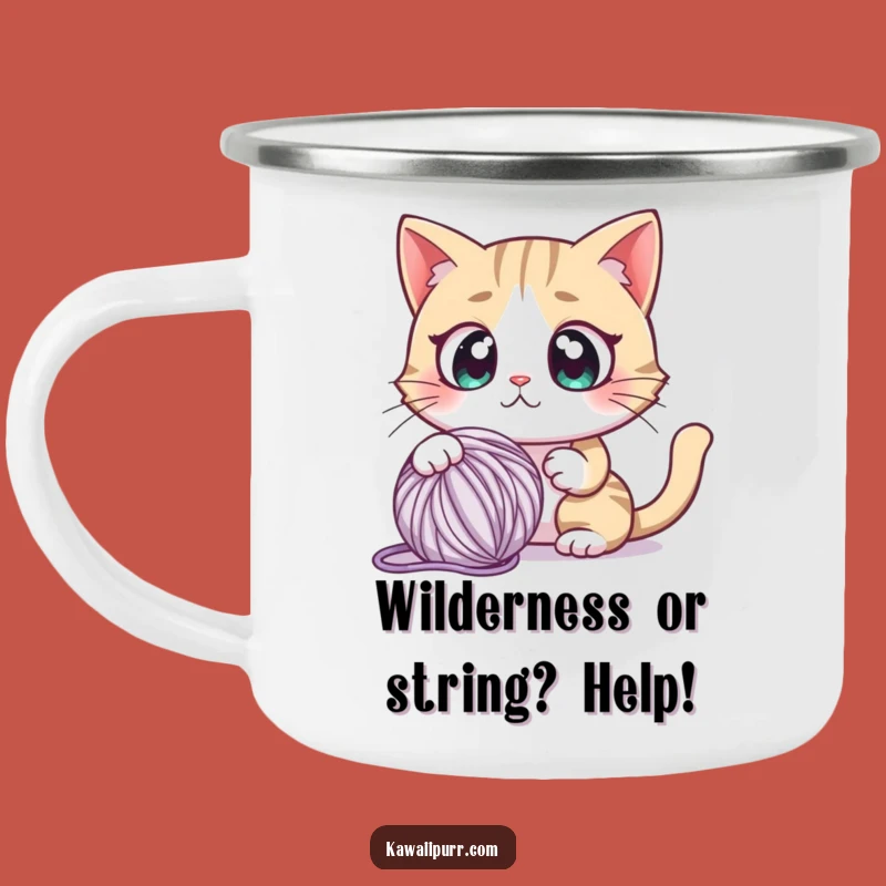 Funny Startled Cat Campfire Mug: Shocked Feline Outdoor Gift