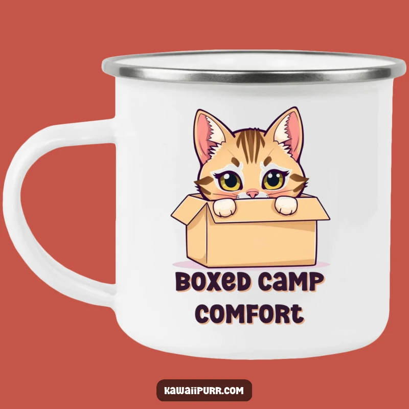 Funny Tabby Cat Box Camping Mug: Feline Mischief on Adventures