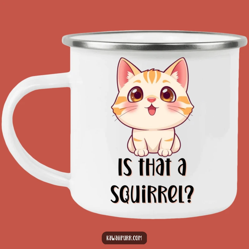 Funny Cat Excited Eyes Camping Mug: Durable Character Cup, Gift of Adventure