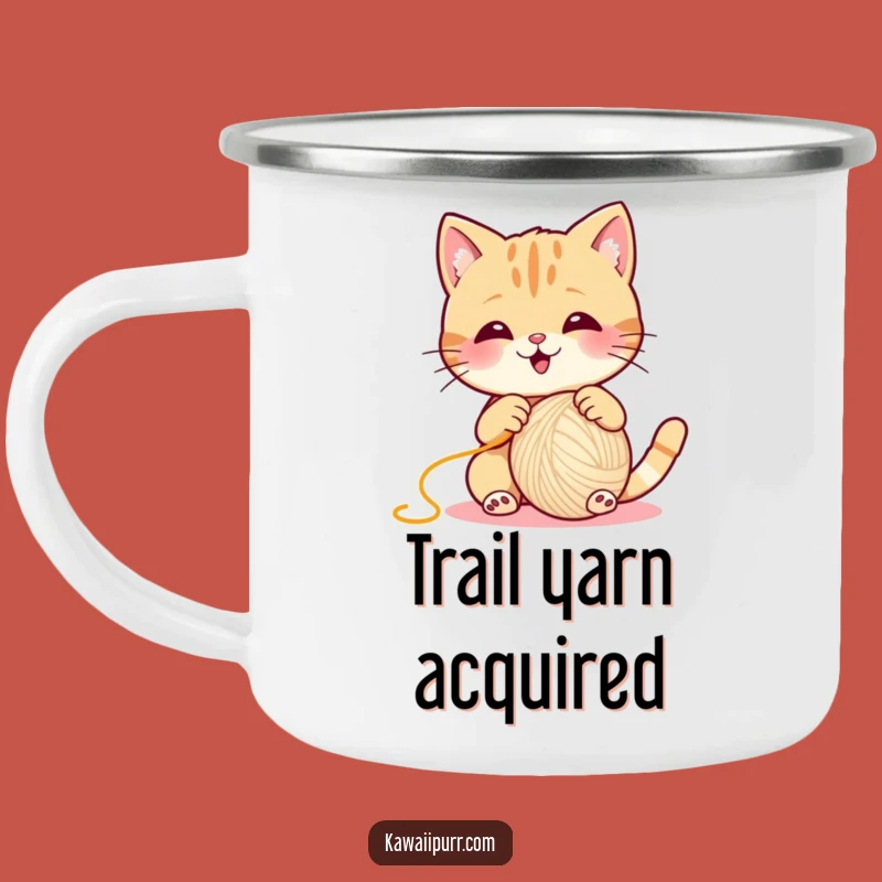 Funny Cat Yarn Batting Camping Mug: Hilarious Outdoor Fun for Adventurous Felines, Great Gift