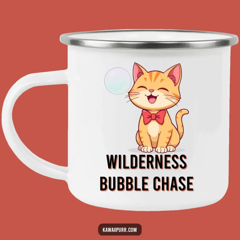Funny Ginger Cat Bubble Camping Mug: Feline Fun on Adventures