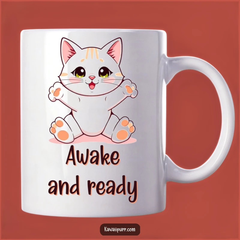Funny Cat Stretching Mug: Hilarious Feline Wake-Up Call for a Playful, Funny Gift