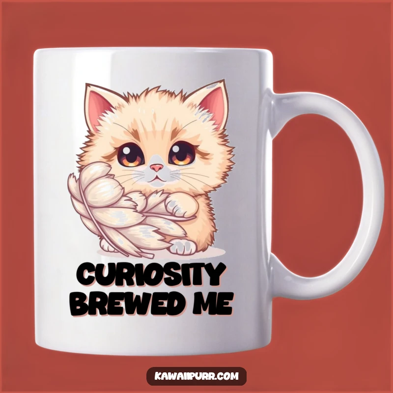 Curious Peek Funny Cat Feather Mug, Wide-Eyed Feline Surprise, Perfect Funny Gift