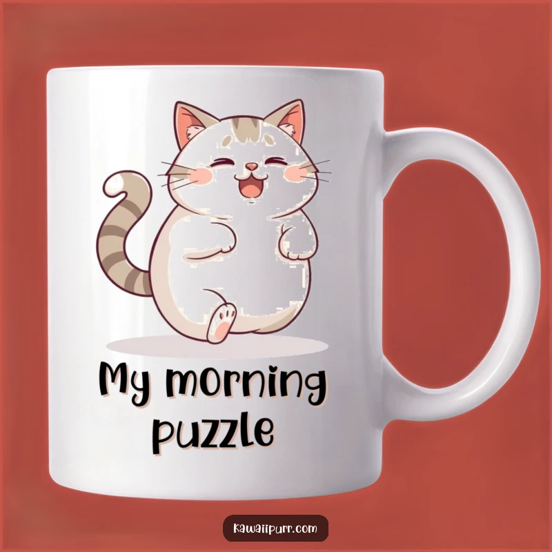 Dizzy Fun Funny Cat Tail Mug, Confused Feline Delight, Perfect Funny Gift