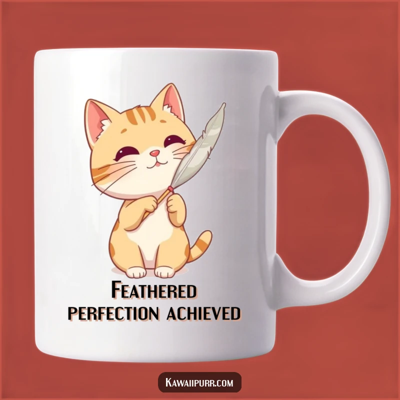 Funny Cat Feather Mug: Playful Character Gift for Cat Lovers, Interactive Fun Mug