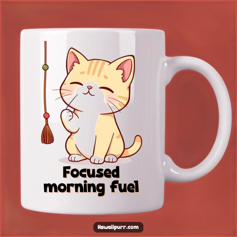 Funny Kawaii Cat String Mug: Concentrated Feline Playfulness Gift Idea