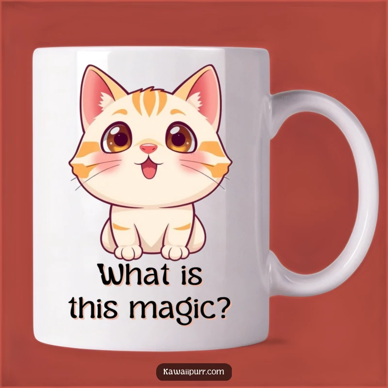 Funny Cat Excited Mug: Wide-Eyed Character Gift for Cat Lovers, Pure Wonder Mug