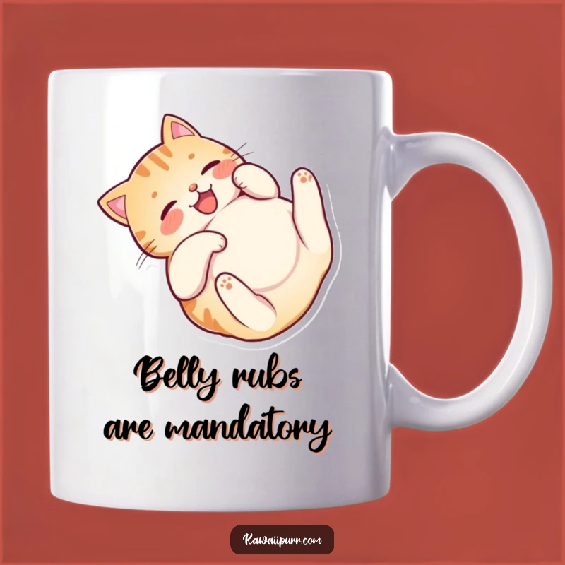 Funny Happy Cat Belly Mug: Playful Rolling Feline Funny Gift