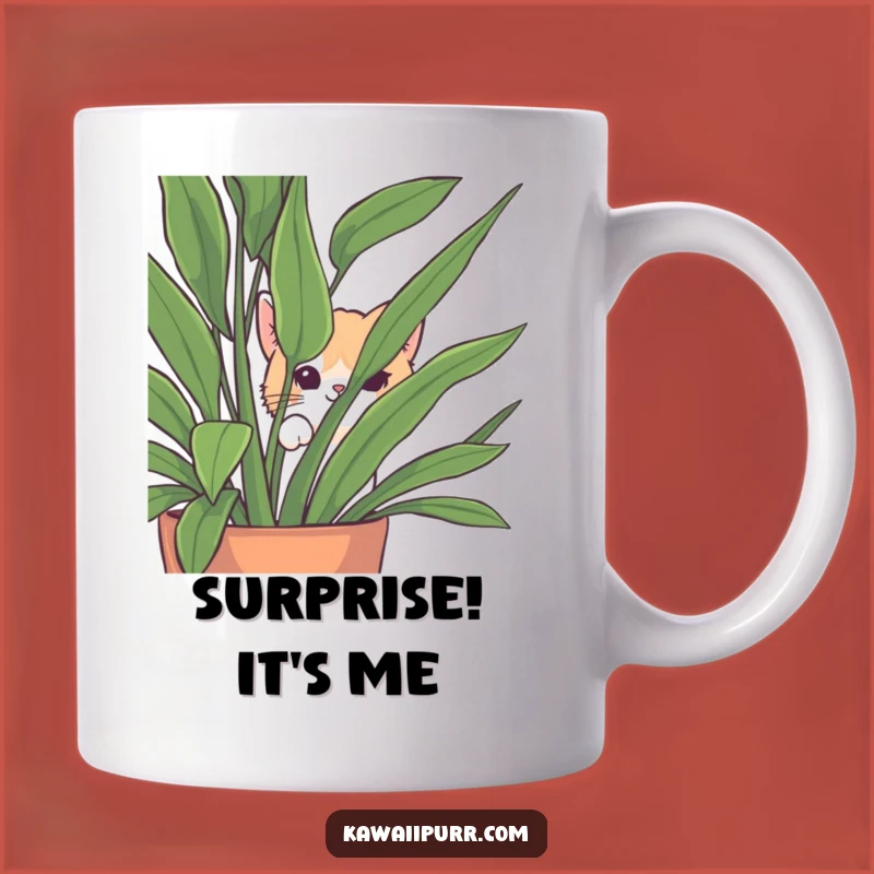 Funny Peek-a-Boo Cat Mug: Playful Houseplant Hider Funny Gift