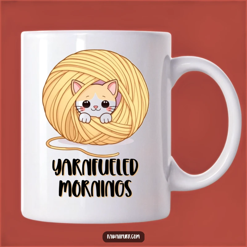 Funny Peek-a-Boo Cat Yarn Mug: Playful Feline Surprise Gift!