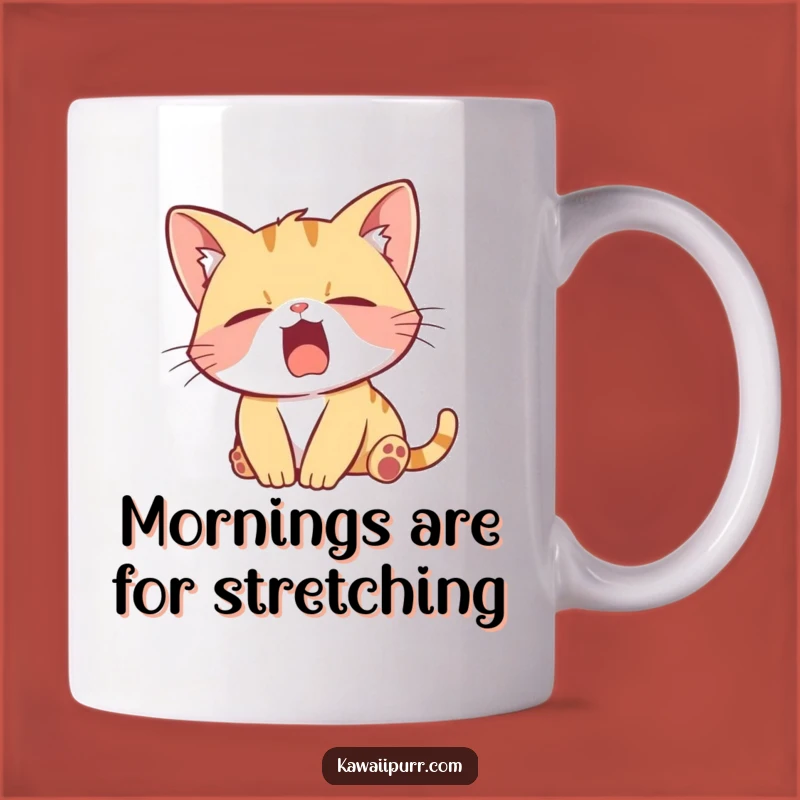 Funny Kitten Yawn Mug: Adorable Lazy Feline Character, Perfect Funny Gift for Cat Lovers!