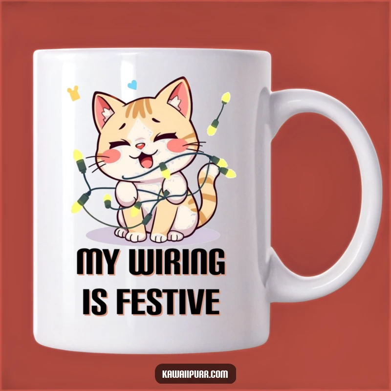 Funny Kawaii Cat Lights Mug: Hilarious Distressed Feline Gift for Cat Lovers
