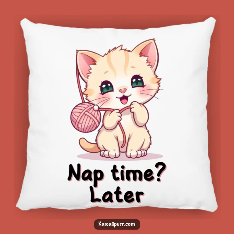 Cozy Funny Kawaii Kitten Yarn Pillow: Cuddle Up with Cuteness