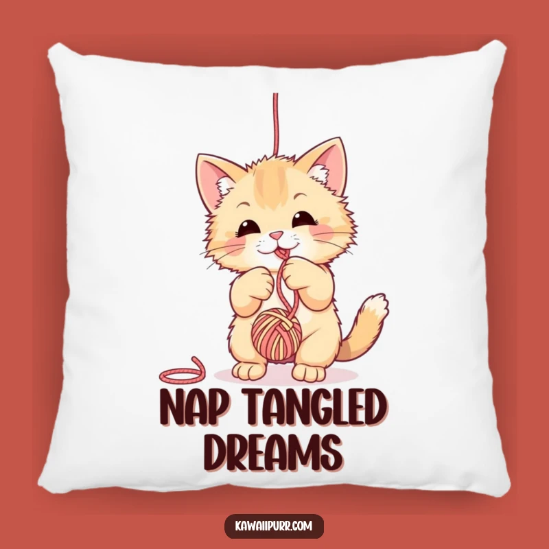 Cute Funny Fuzzy Cat Yarn Pillow - Cozy & Playful Decor