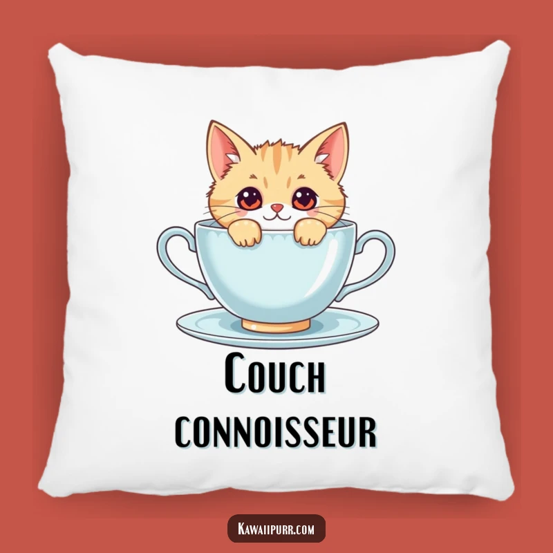 Funny Kawaii Cat Pillow: Cozy & Cute Teacup Cat Cushion Gift