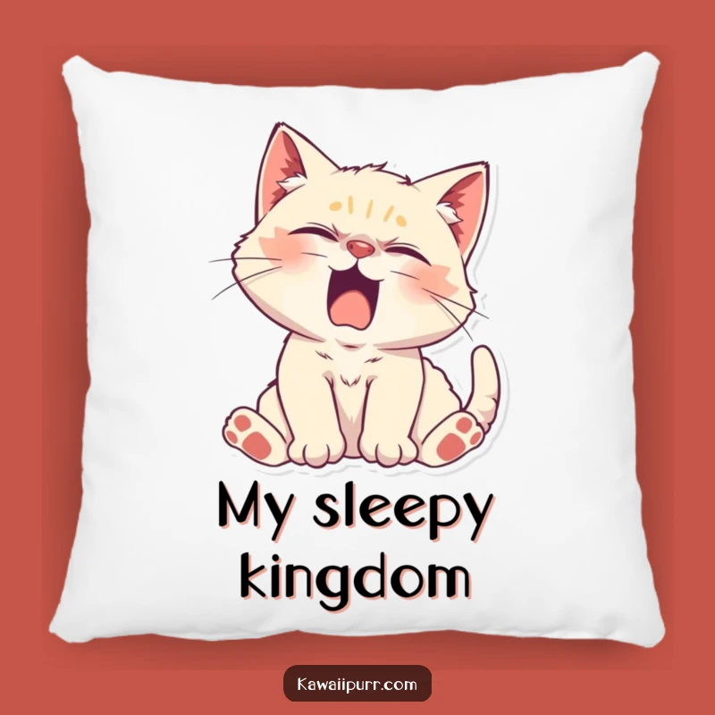 Funny Lazy Kitten Pillow: Cozy Comfort Meets Sleepy Yawn Humor.