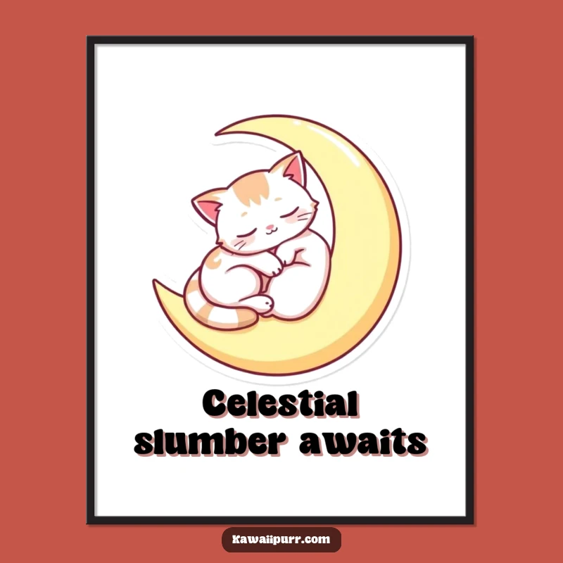 Funny Sleepy Moon Cat Digital Art - Instant Peace for Your Walls!