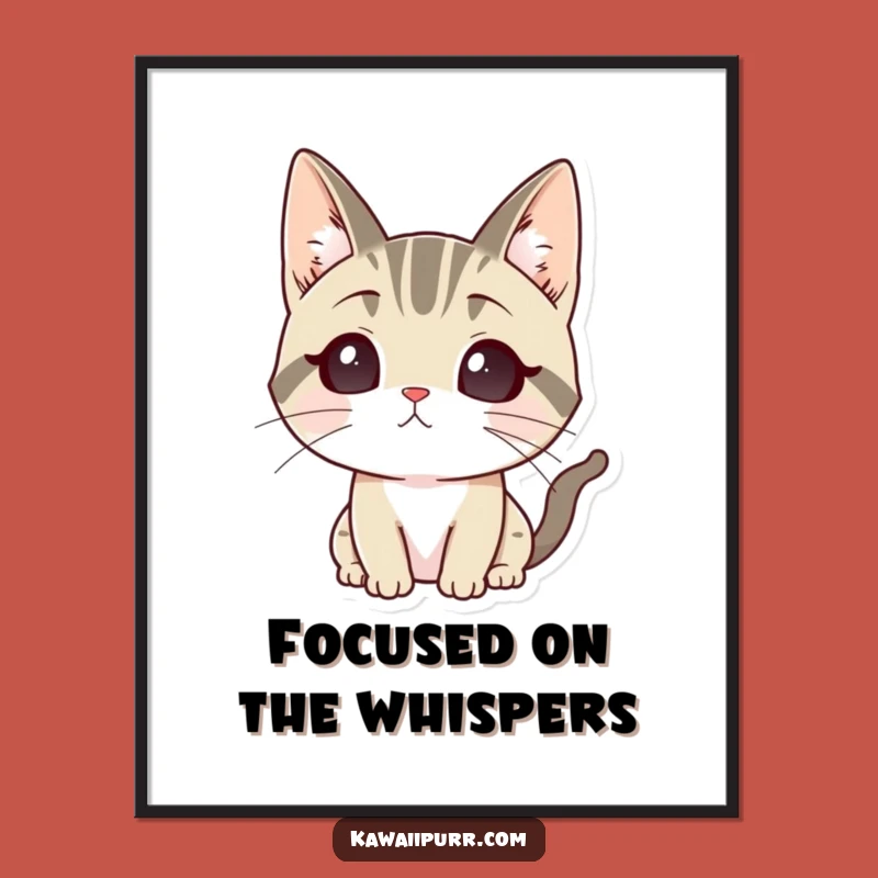 Funny Listening Cat Digital Print: Instant Alert Feline Art Gift