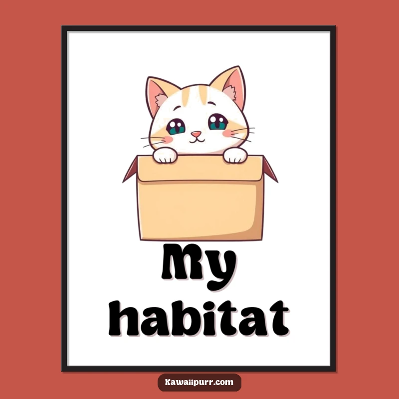 Funny Cat Box Peering Digital Print: Hilarious Feline Art for Instant Curious Decor