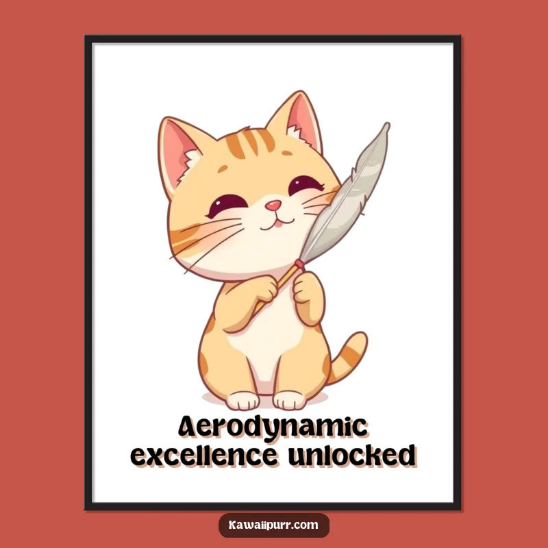 Funny Cat Feather Digital Art: Printable Decor, Instant Playful Gift