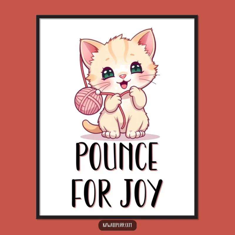 Funny Kawaii Kitten Yarn Digital Art: Instant Cuteness!