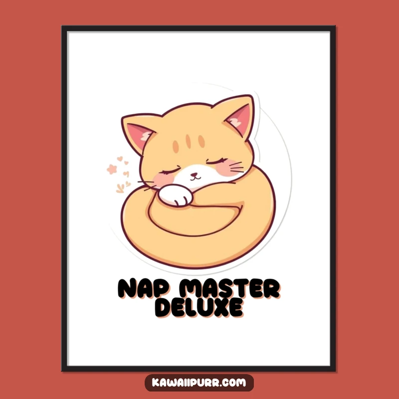 Funny Sleepy Cat Digital Art: Adorable Purring Feline Print, a Hilarious Gift Download