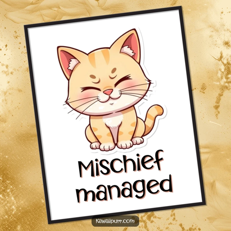 Funny cat character winking with a mischievous grin, a high-resolution digital art print designed to bring playful humor and personality to any wall.