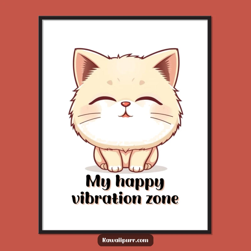 Funny Fluffy Cat Purring Digital Art: Instant Joy for Your Walls, Unique Funny Gift