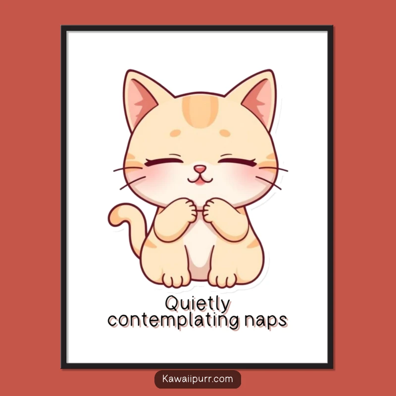 Funny Cat Purring Digital Art: Printable Character Decor, Instant Hilarious Gift