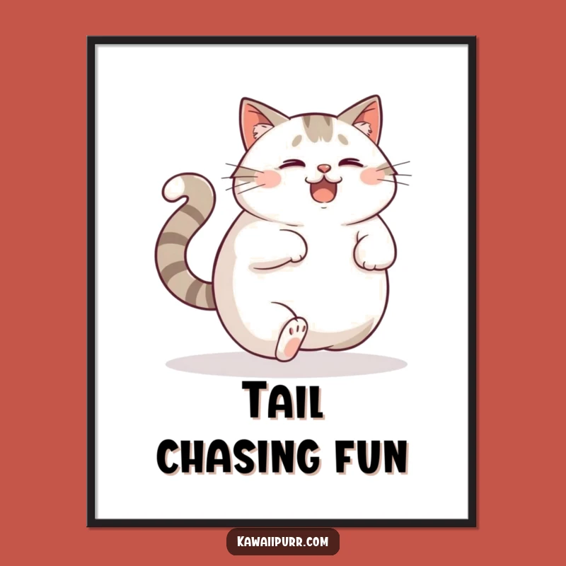 Printable Funny Cat Tail Art, Dizzy Feline Digital Download, Instant Funny Gift