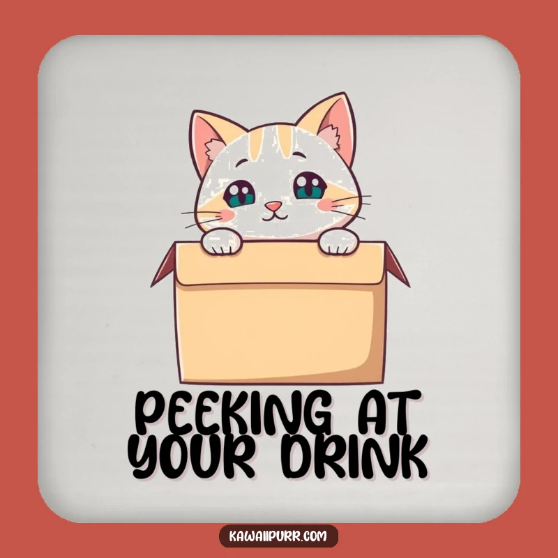 Funny Cat Box Peering Coaster: Hilarious Feline Protection for Surfaces, Charming Gift