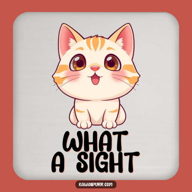 Funny Cat Excited Eyes Coaster: Protect Surfaces with This Wonderous Art