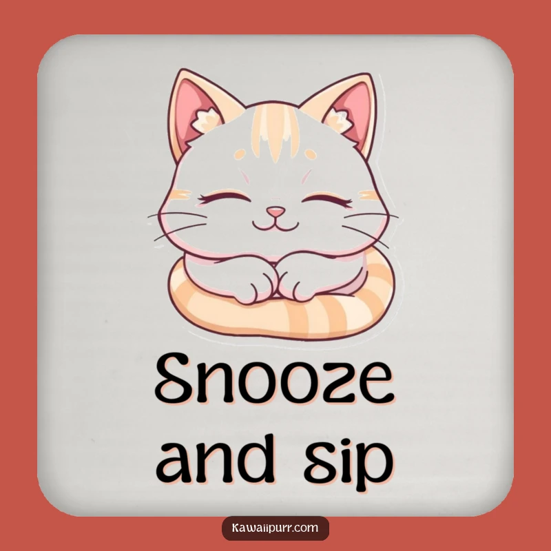 Funny Cat Napping Coaster: Peaceful Feline Protection for Surfaces, Charming Gift