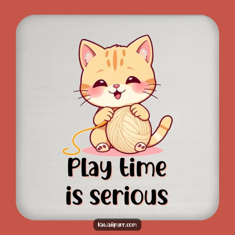 Funny Cat Yarn Batting Coaster: Hilarious Feline Protection for Your Surfaces, Great Gift