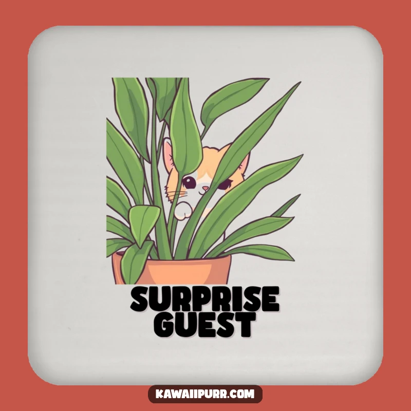 Funny Peek-a-Boo Cat Coaster: Protect Tables with Houseplant Fun, Funny Gift